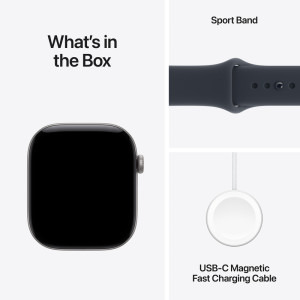 Apple Watch Series 12, Cellular, GPS, 46mm Carcasa Aluminium Space Grey, Navy Blue Sport Band - M/L