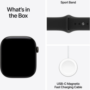 Apple Watch Series 12, Cellular, GPS, 46mm Carcasa Aluminium Black, Black Sport Band - S/M