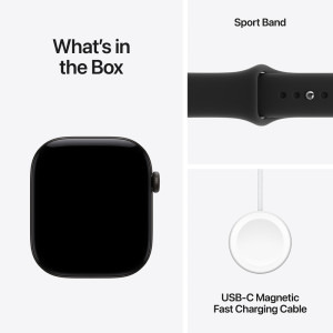 Apple Watch Series 12, GPS, 46mm Carcasa Aluminium Black, Black Sport Band - S/M