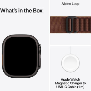 Apple Watch Ultra 4, Cellular, 49mm Carcasa Titanium Black, Burgundy Alpine Loop - M