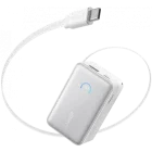Baterie externa Anker A1638H21 Nano, 10000 mAh, 1x USB, 1x USB-C, 45 W, Display, Cablu USB-C integrat, White