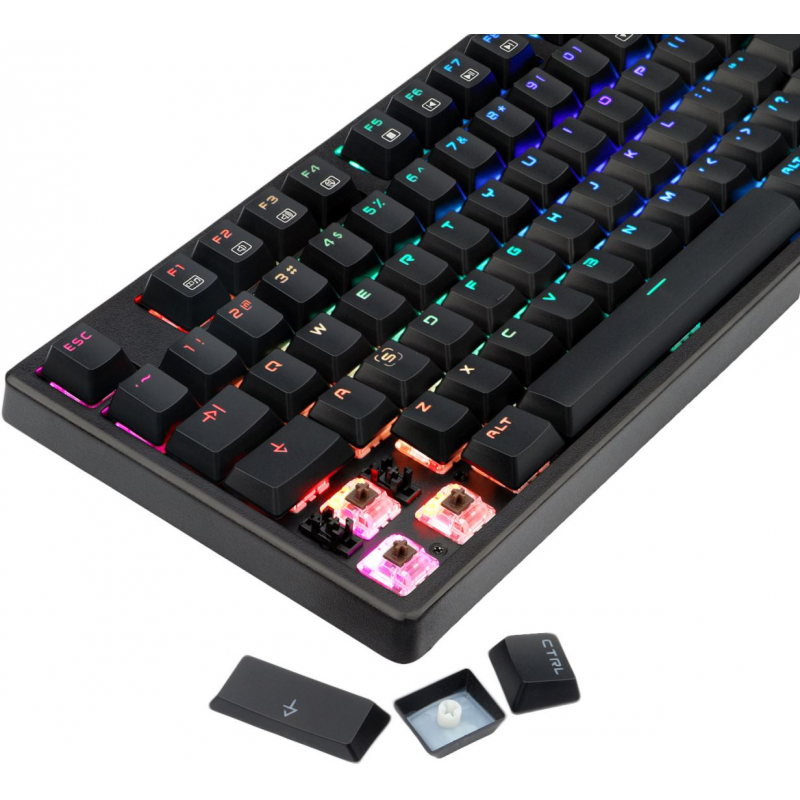 Tastatura gaming mecanica Redragon Kama neagra iluminare RGB switch-uri maro [5]