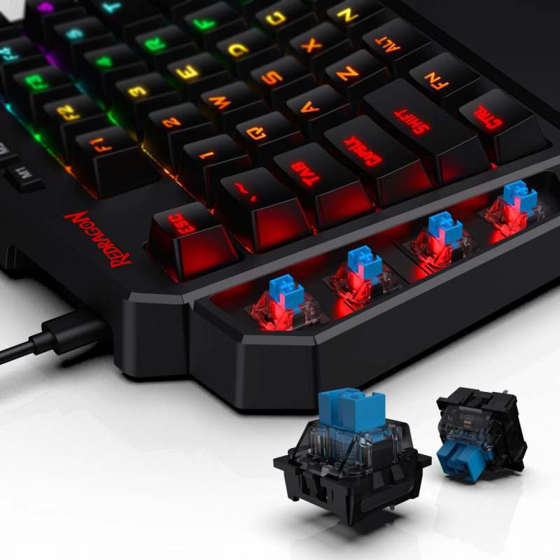 Tastatura gaming mecanica One-hand Redragon Diti neagra iluminare RGB [1]