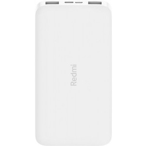Xiaomi Redmi Power Bank, 10000 mAh, 2x USB, 1x USB-C, White