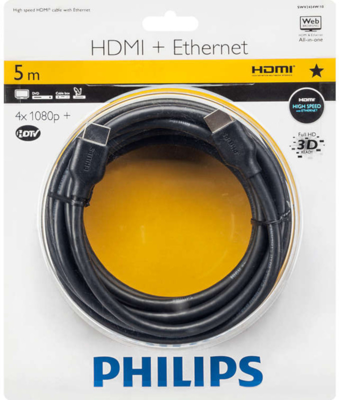 Cablu video Philips SWV2434W HDMI Male - HDMI Male, 5m, negru