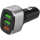 Incarcator auto Orico UPB-3U, 3x USB, 38W, Silver-Black, tehnologia Quick Charge 3.0