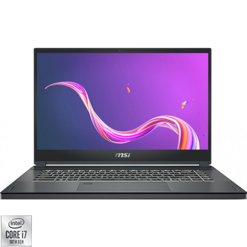 Laptop MSI 15.6'' Creator 15 A10UET, FHD Touch, Procesor Intel® Core™ i7-10870H (16M Cache, up to 5.00 GHz), 16GB DDR4, 1TB SSD, GeForce RTX 3060 6GB, No OS, Carbon Gray