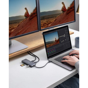 Anker PowerExpand 8-in-1, 100W Power Delivery, USB-C, Dual 4K HDMI, 1 Gbps Ethernet, 2x USB 3.0, microSD