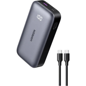 Ugreen PB502, 10000 mAh, 1x USB, 1x USB-C, 30 W, Display, Grey