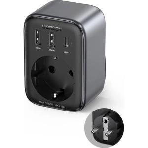 Ugreen CD314, 1x USB-C, 2x USB, 1x Schuko, Quick Charge 30 W, Grey