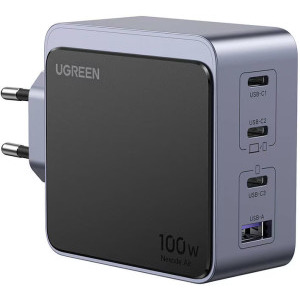 Incarcator retea Ugreen X565, 3x USB-C, 1x USB, Quick Charge 100 W, GaN, Grey