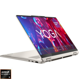 Laptop Lenovo 14'' Yoga 7 2-in-1 14AKP10, WUXGA OLED Touch, Procesor AMD Ryzen™ AI 5 340 (16M Cache, up to 4.80 GHz), 24GB LPDDR5X, 1TB SSD, AMD Radeon 840M, Win 11 Home, Seashell, 3Yr Onsite Premium Care