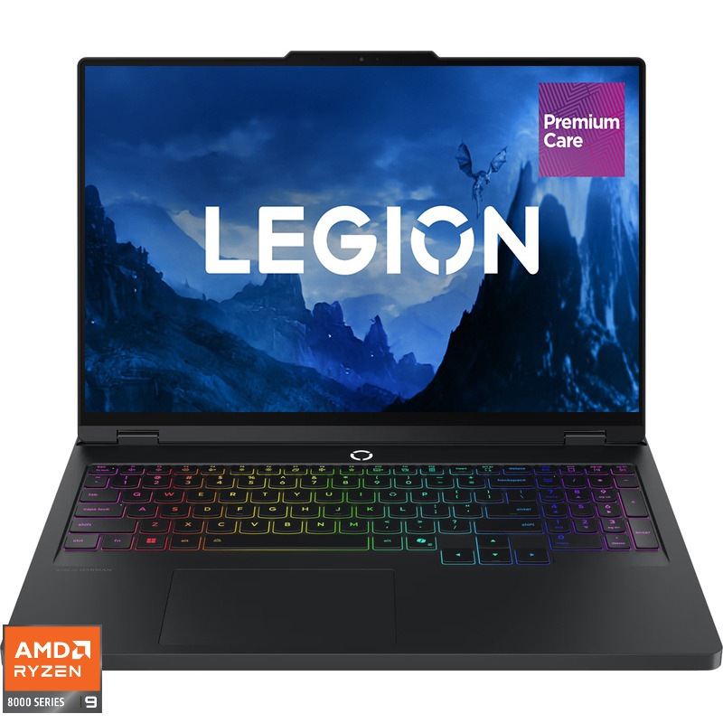 Laptop Lenovo Gaming 16'' Legion Pro 5 16ADR10, WQXGA IPS 240Hz, Procesor AMD Ryzen™ 9 8940HX (64M Cache, up to 5.30 GHz), 16GB DDR5, 1TB SSD, GeForce RTX 5060 8GB, No OS, Eclipse Black