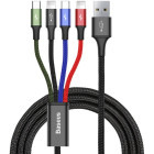 Cablu de date / adaptor Baseus Fast, USB Male la USB-C Male & MicroUSB Male & Lightning Male, 1.2 m, Black