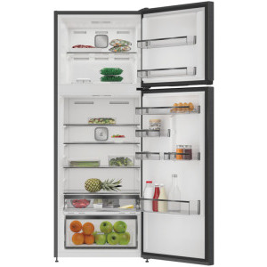 Whirlpool WHD2 6473 X5E, 477 L, Clasa D, Dual No Frost, Inverter, 6th Sense, SpaceManagement, Control electronic, 186 cm, Negru