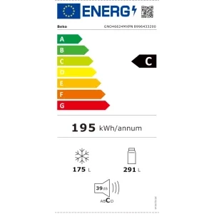 Beko GNO46624MXPN, 466 L, Clasa C, No Frost, ProSmart Inverter, HarvestFresh, Control electronic, 180 cm, Inox