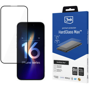 Folie protectie 3MK HardGlass Max pentru iPhone 16 Plus, cu margini negre