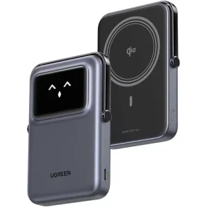 Baterie externa Ugreen PB764, 10000 mAh, 1x USB-C, 20 W, Qi 2, Display, Grey