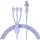 Cablu de date / adaptor Baseus Flash Series 2, USB-C Male la USB-C Male & MicroUSB Male & Lightning Male, 100 W, 1.5 m, Violet