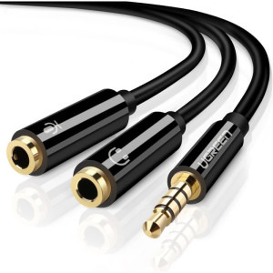 Ugreen AV141, Jack 3.5 mm Male - 2x Jack 3.5 mm Female, 0.2m, negru