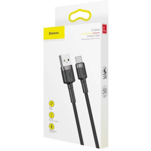 Baseus Cafule CATKLF-AG1, USB Male la USB-C Male, 0.5 m, Black, amperaj maxim suportat 3A