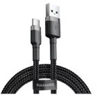 Cablu de date / adaptor Baseus Cafule CATKLF-BG1, USB Male la USB-C, 3A, 1 m, Black/Grey, amperaj maxim suportat 3A