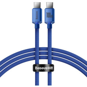 Cablu de date / adaptor Baseus Crystal Shine Series CAJY000603, USB-C Male la USB-C Male, 100W, 1.2 m, Blue