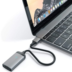 Satechi 1x USB Tip C Male - 1x HDMI Female, gri-negru