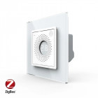 Senzor smart Livolo Senzor de Temperatura si Umiditate cu Rama din Sticla, Protocol Zigbee, Alb