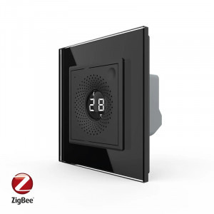 Livolo Senzor de Temperatura si Umiditate cu Rama din Sticla, Protocol Zigbee, Negru