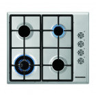 Plita incorporabila Heinner HBH-S584WI-IX, Gaz, 4 arzatoare, Aprindere electrica, Gratar fonta, Wok, Inox