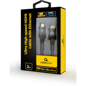 Gembird Select Plus, HDMI Male - HDMI Male, v2.1, 2m, negru-gri
