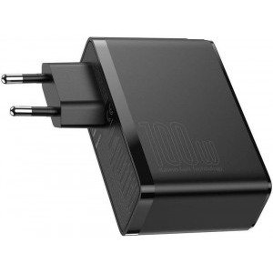 Baseus Gan2 Pro, Super Quick Charger 100W, 2x USB, 2x USB-C, Black
