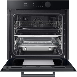 Samsung NV75T8979RK/EF,  Electric, 75 L, Autocurare pirolitica, Dual Cook, Dual Cook Steam, Grill, SmartThings, Clasa A+, Negru