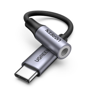 Adaptor Ugreen 1x USB-C Male - 1x Jack 3.5 mm Female, 0.15 m, Argintiu