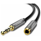 Cablu audio Ugreen AV118, 1x Jack 3.5 mm Male - Jack 3.5 mm Female, 2 m, Negru