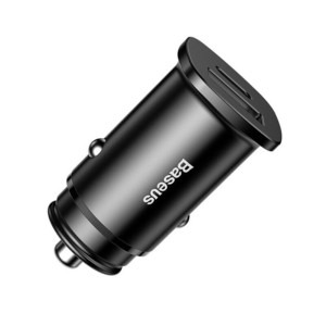Incarcator auto Baseus Square metal, 1x USB, 1x USB-C, 30W, Black