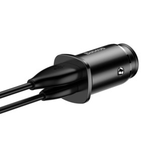 Baseus Square metal, 1x USB, 1x USB-C, 30W, Black
