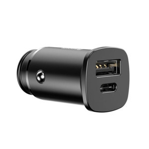 Baseus Square metal, 1x USB, 1x USB-C, 30W, Black