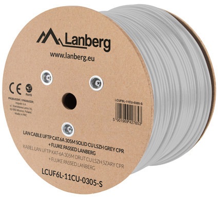 Cablu retea Lanberg CAT6a Stranded Cable U/FTP 305 m LSZH Grey