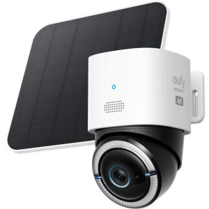 Camera supraveghere eufy Cam S330, 4G/LTE cu panou solar, 4K UHD Wi-Fi, AI