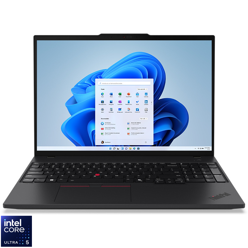 Laptop Lenovo 16'' ThinkPad T16 Gen 3, WUXGA IPS, Procesor Intel® Core™ Ultra 5 125U (12M Cache, up to 4.30 GHz), 16GB DDR5, 512GB SSD, Intel Graphics, Win 11 Pro, Black