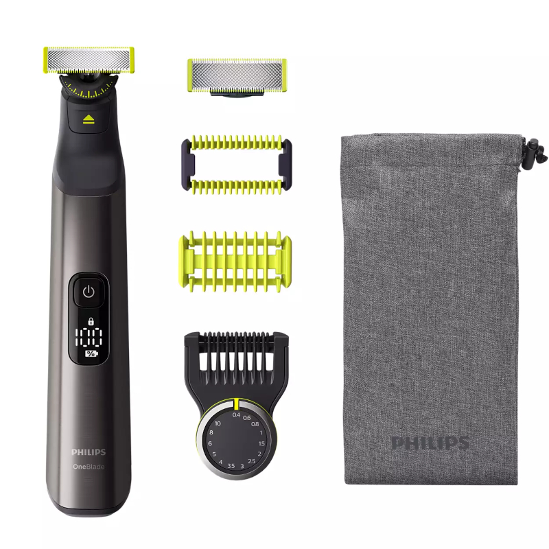 Aparat de ras Philips OneBlade Pro 360 Face + Body QP6551/15, aparat hibrid pentru barbierit si tuns barba si parul corporal, lama 360