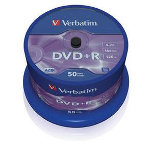 Mediu stocare Verbatim DVD+R 4.7GB 16x Matt Silver spindle 50 buc