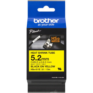 Brother Banda termocontractabila HSe-611E 5.2 mm Black on Yellow