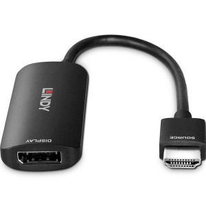 LINDY 1x HDMI 2.1 Male - 1x DisplayPort 1.4 Female, 1x Micro USB Female, 0.157m, negru