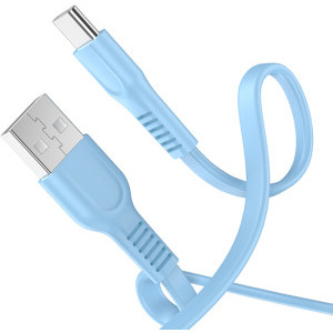 Lamtech Flat USB Male la USB-C Male, 1 m, Blue, amperaj maxim suportat 3A