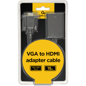 Gembird 1x VGA Male - 1x HDMI Female, 1x Jack 3.5 mm Male, 1x Micro USB Female, 0.15 m, negru