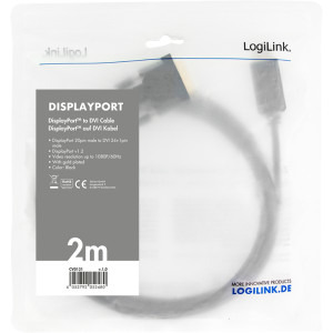 Logilink DisplayPort v1.2 Male - DVI-D Male, 2m, negru