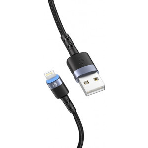 Tellur USB Male la Lightning Male, Led, Nailon, 1.2 m, Black, amperaj maxim suportat 3A